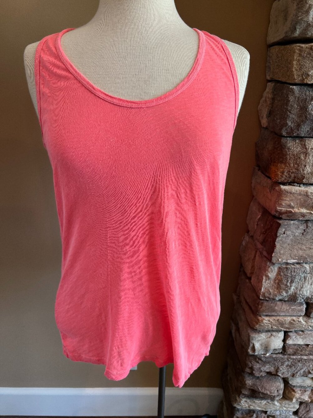 J Crew Vintage Cotton florescent pink tank top